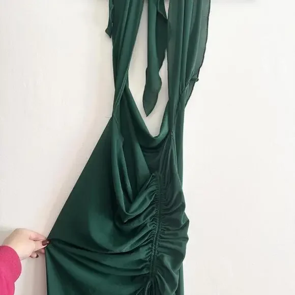 Kim Shui Mesh Wrap Gown in Green size M